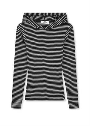 Tutti stripe hood bluse Black/Vanilla Ice Mads Nørgaard 